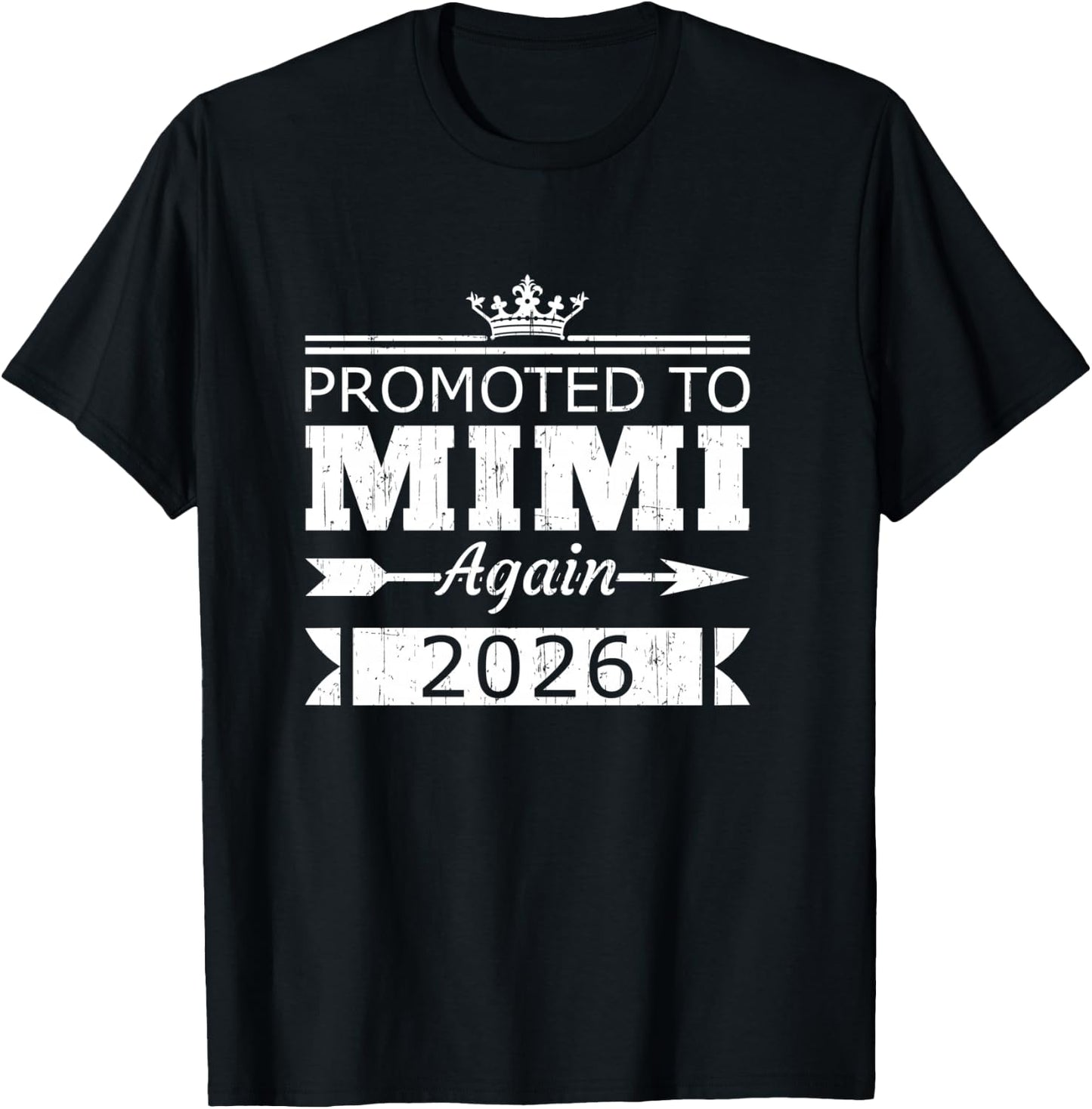 Promoted to Mimi Again 2026 Grandma Reveal Vintage T-Shirt - T-Shirt | Black