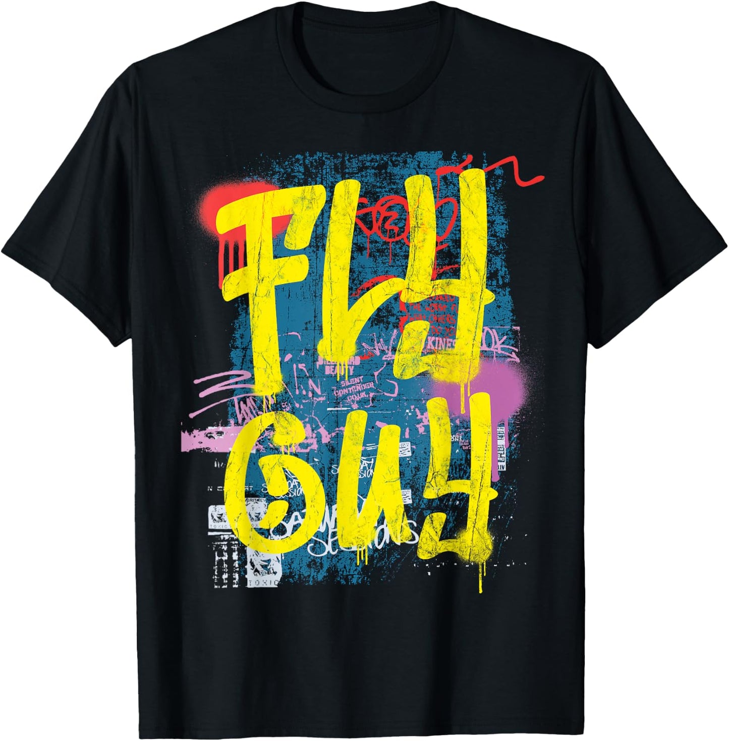 Fly Guy 80s 90s Rap B-Boy Old School Hip Hop Graffiti T-Shirt - T-Shirt | Black