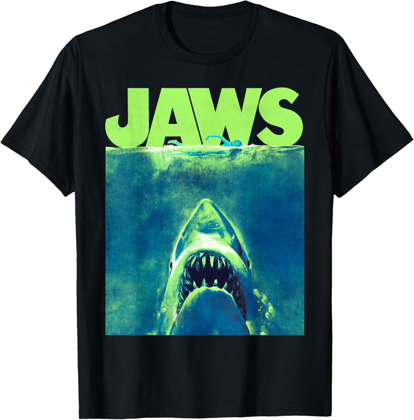 Jaws Surfacing Neon Poster Logo T-Shirt - T-Shirt | Black