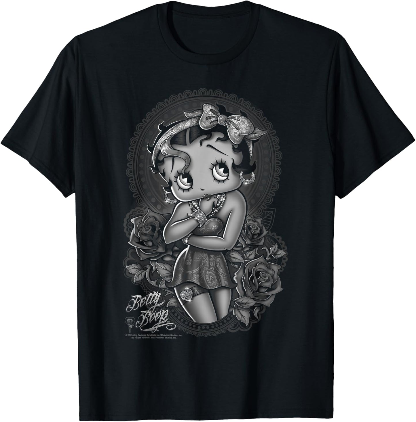 Betty Boop Fashion Roses T-Shirt - T-Shirt | Black