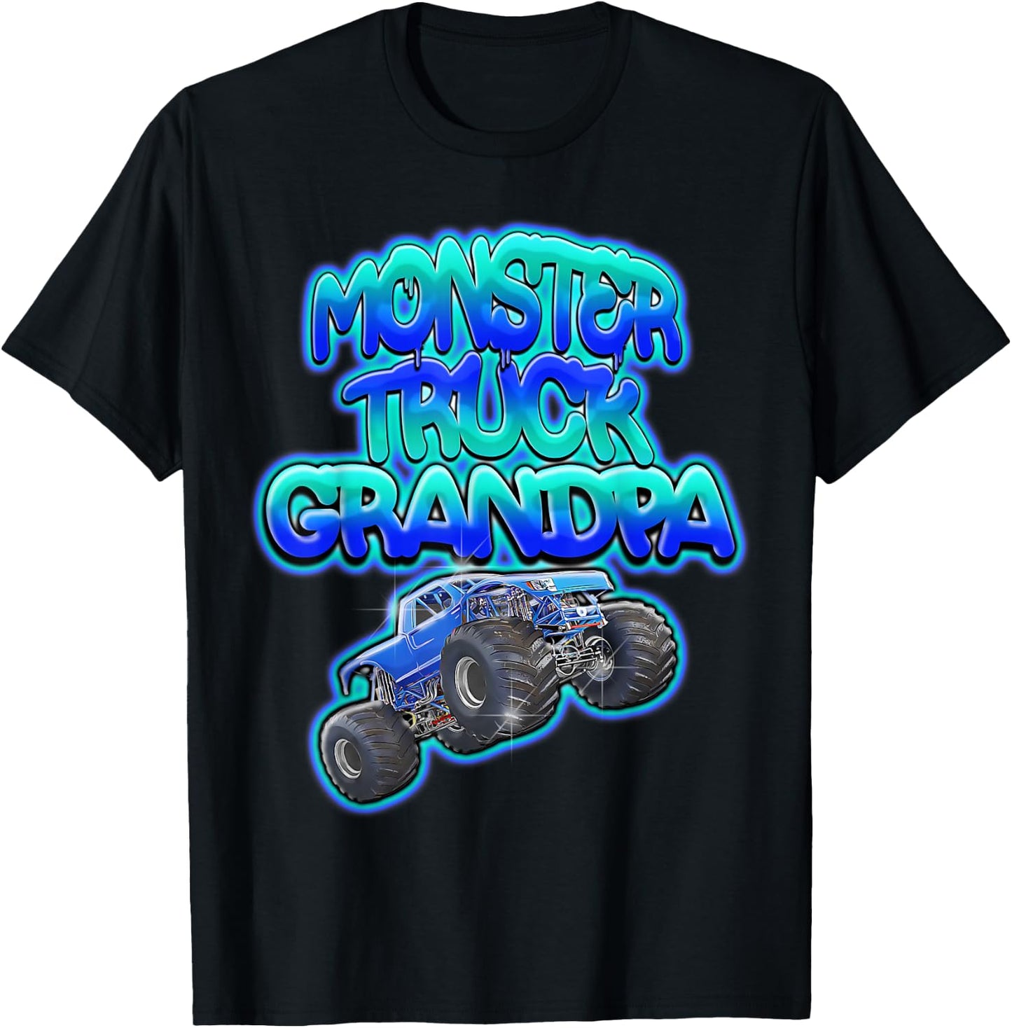 Monster Truck Grandpa Cool Blue Graffiti Style T-Shirt - T-Shirt | Black
