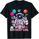 Birthday Girl Astronaut Space Solar System Party Themed T-Shirt - T-Shirt | Black