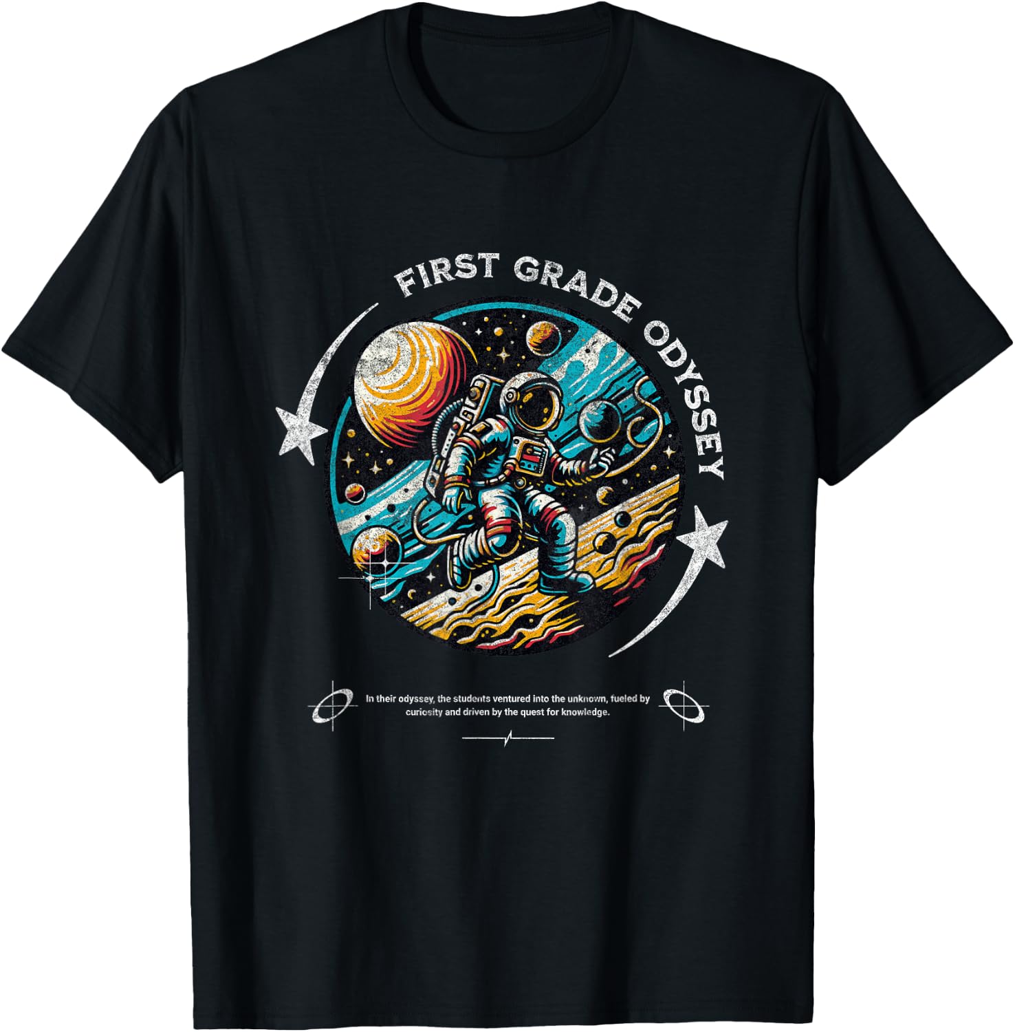 First Grade Back To School Space Rocket Astronaut T-Shirt - T-Shirt | Black