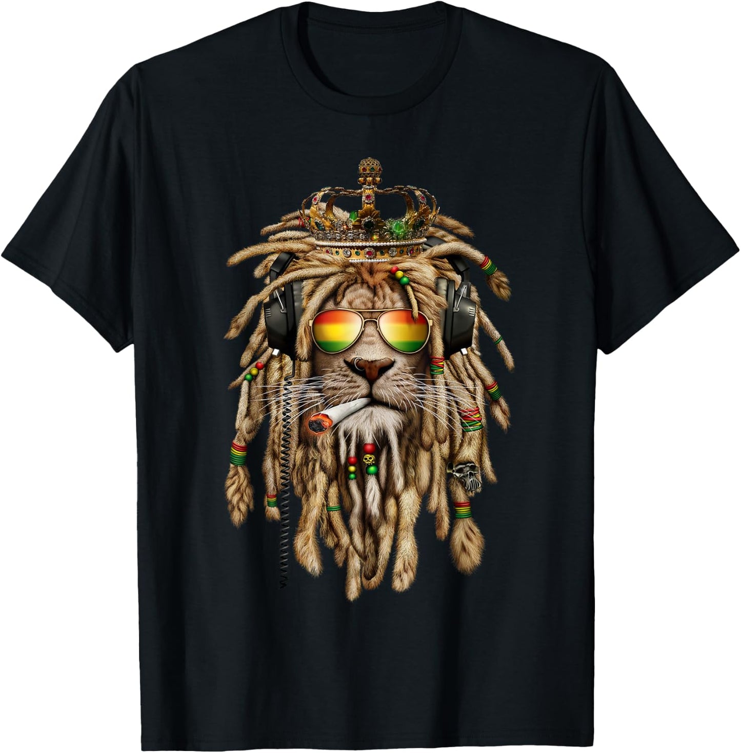 Rastafarian clothing and Reggae apparel with Reggae Lion T-Shirt - T-Shirt | Black