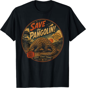 Save the Pangolin Vintage Wildlife Conservation T-Shirt - T-Shirt | Black