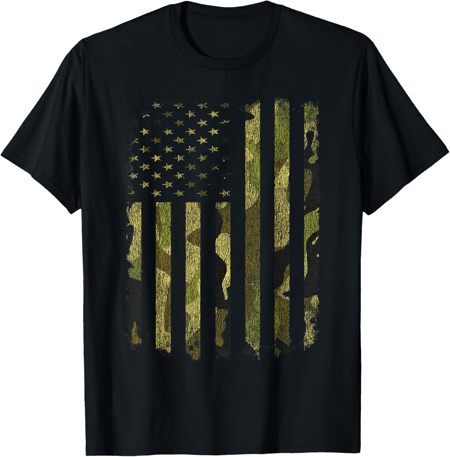 USA Flag Camo Camouflage Military DD-214 Discharge DD214 Men T-Shirt - T-Shirt | Black