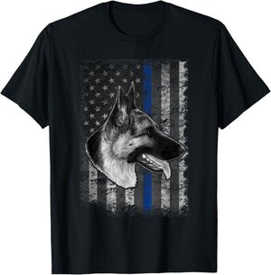 Thin Blue Line German Shepherd Police Dog K9 T-Shirt - T-Shirt | Black