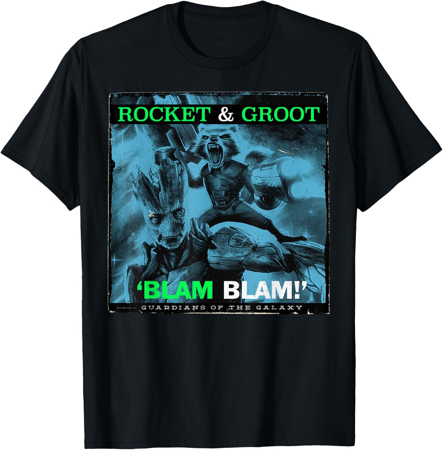 Marvel Guardians Of The Galaxy Rocket And Groot Blam Blam T-Shirt - T-Shirt | Black