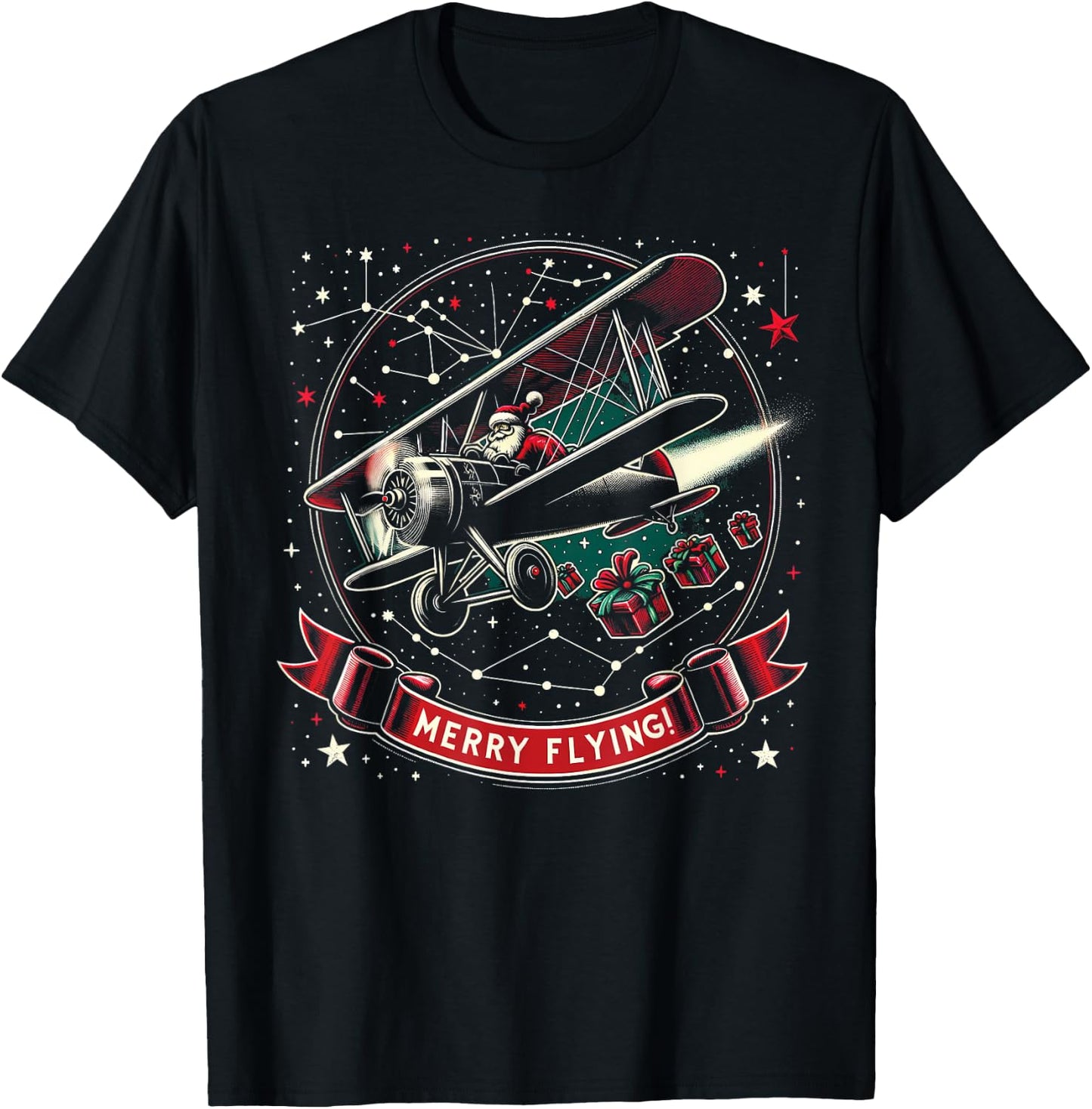 Plane Pilot Ugly Christmas Sweater Airplane Operator Aviator T-Shirt - T-Shirt | Black