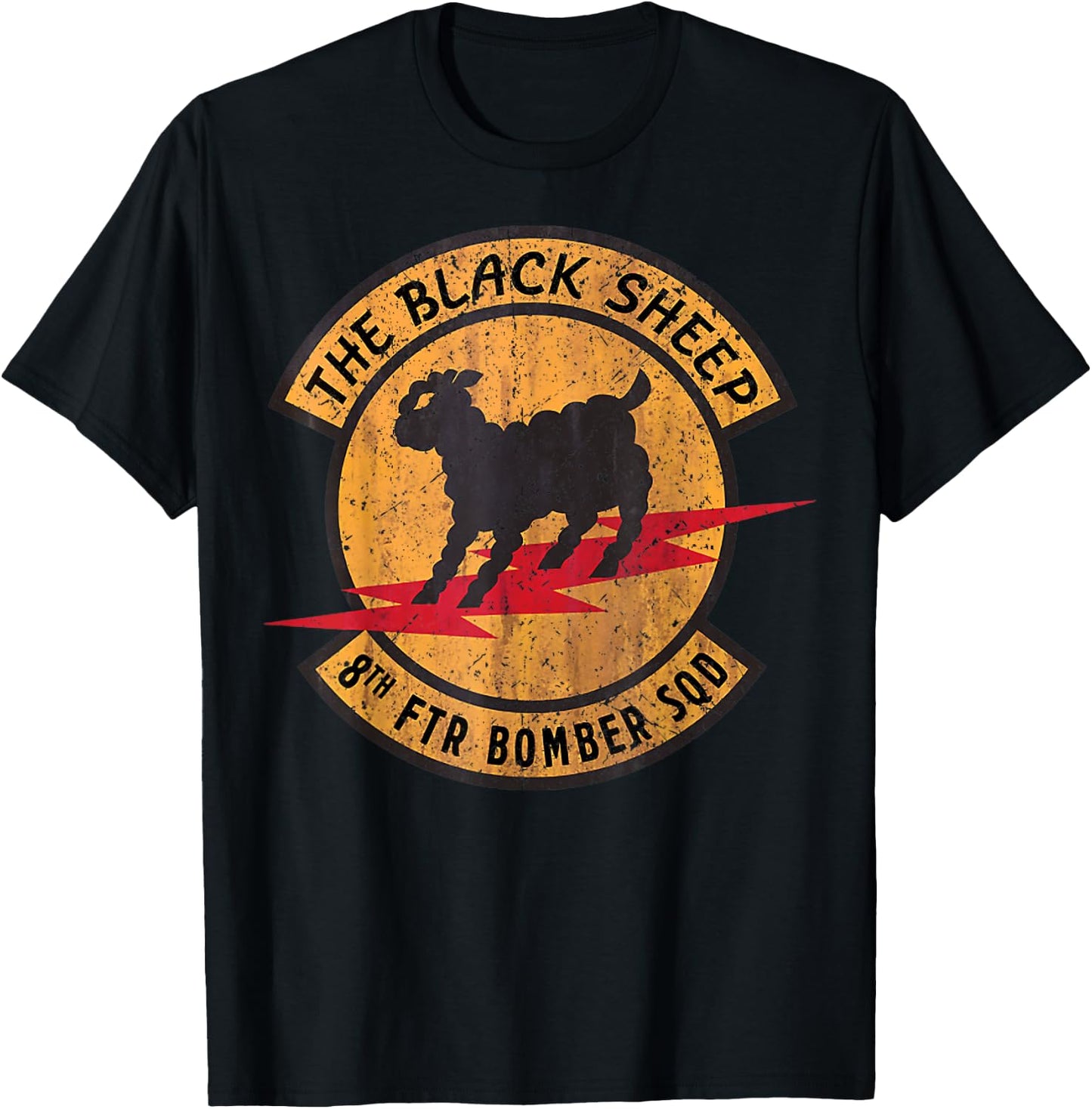 Vintage Black Sheep 8th FTR Bomber Squadron T-Shirt - T-Shirt | Black