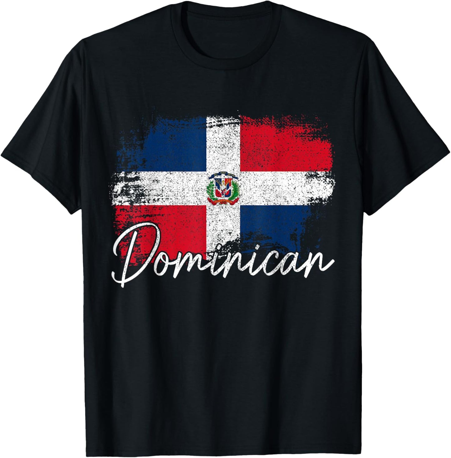 Dominican Republic Vintage Flag Dominican Pride Roots T-Shirt - T-Shirt | Black