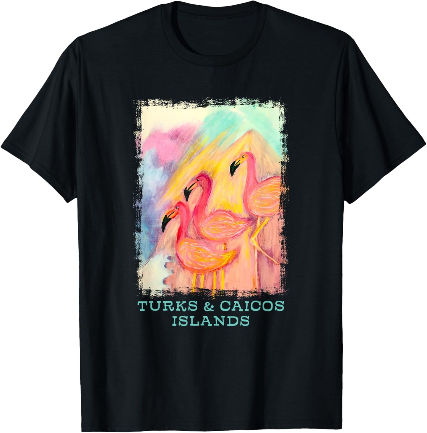 Turks and Caicos Islands Flamingo Birds Birders Souvenir T-Shirt - T-Shirt | Black