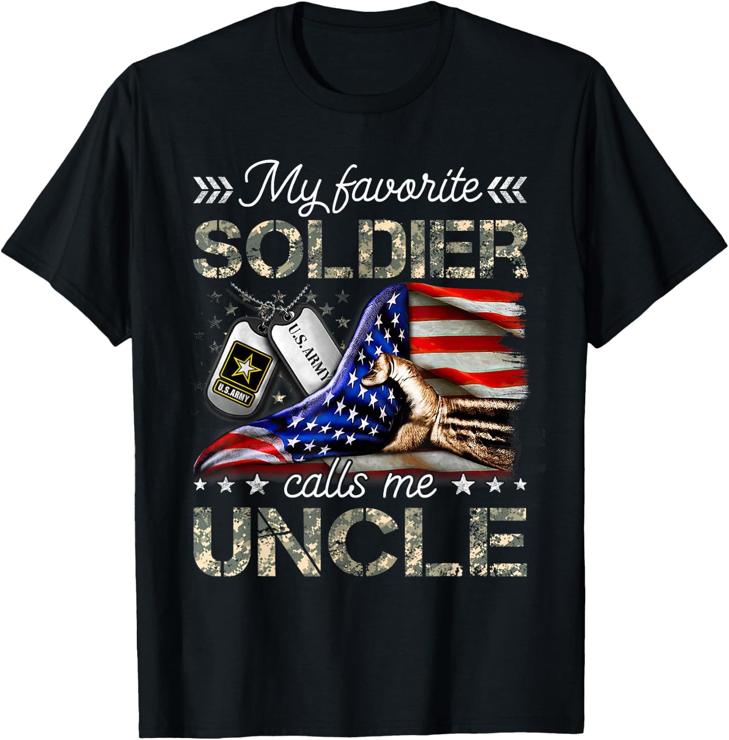 My Favorite Soldier Calls Me Uncle Proud Army Uncle T-Shirt - T-Shirt | Black