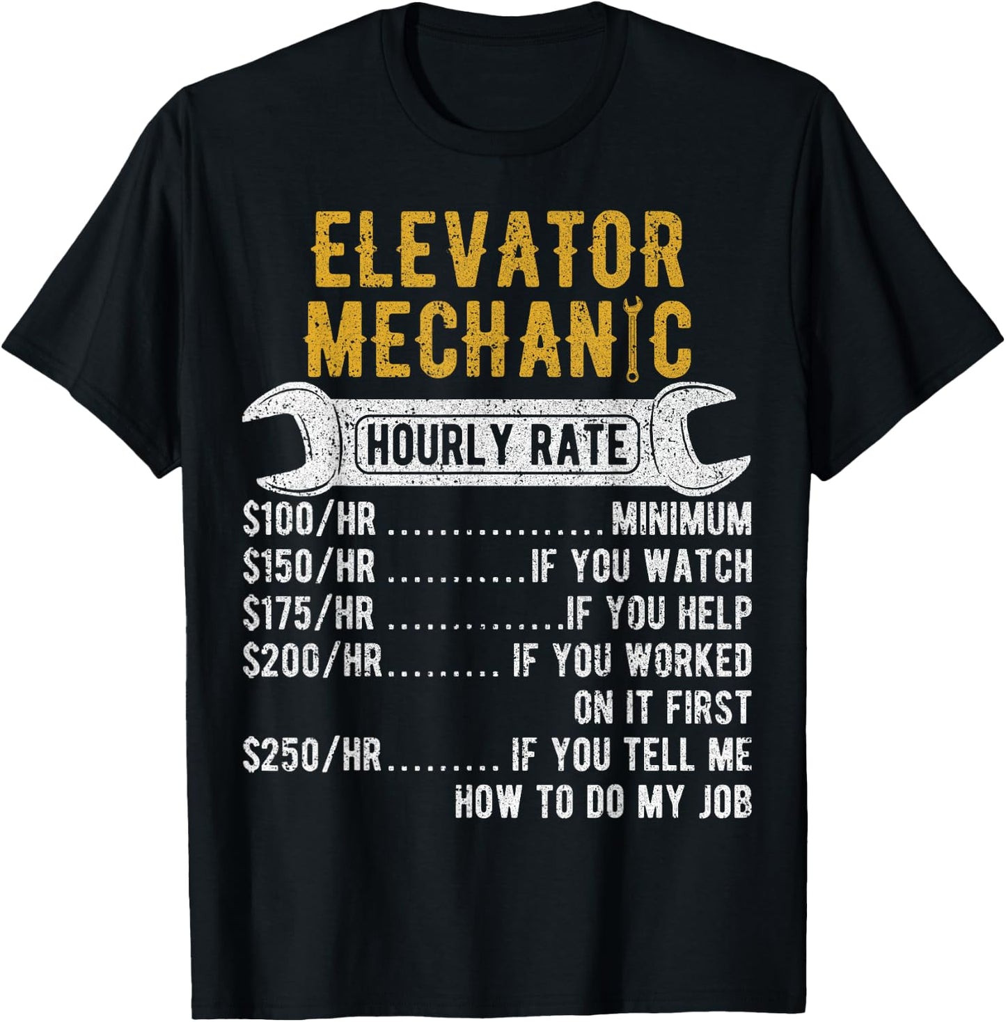 Elevator Mechanic Maintenance Rate Technician T-Shirt - T-Shirt | Black