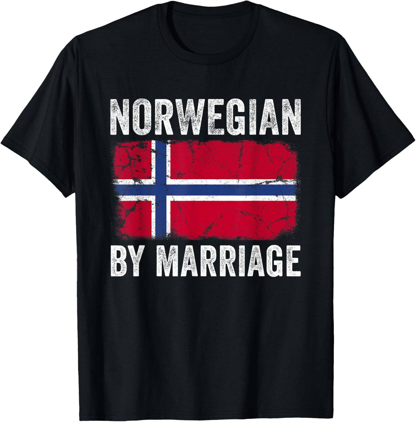 Norwegian By Marriage Norway Flag Funny Husband Wife T-Shirt - T-Shirt | Black