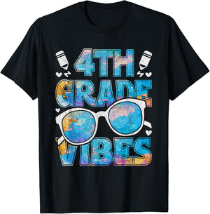 Back To School 4th Grade Vibes First Day Of School Teacher T-Shirt - T-Shirt | Black