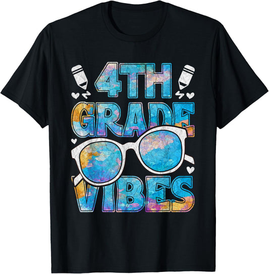 Back To School 4th Grade Vibes First Day Of School Teacher T-Shirt - T-Shirt | Black