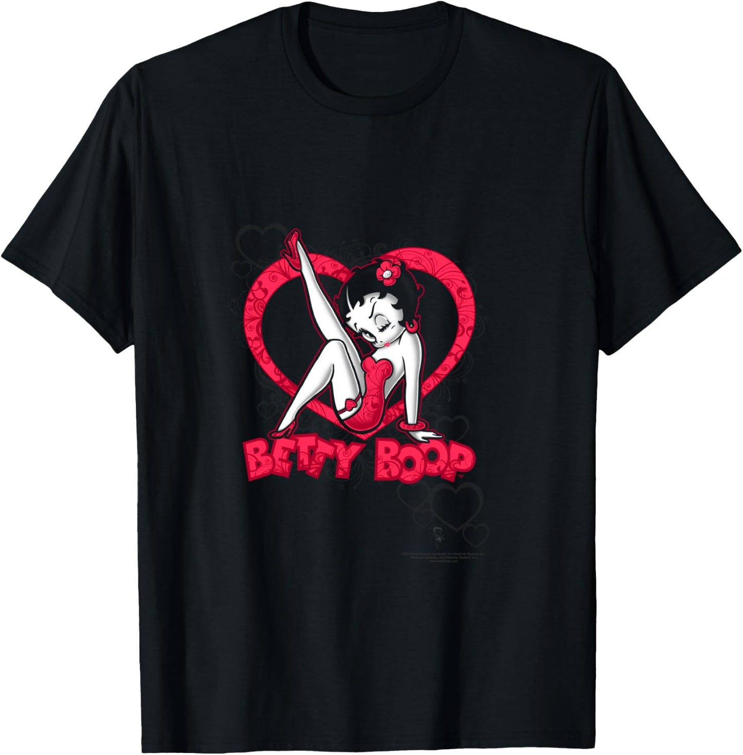 Betty Boop Scrolling Hearts T-Shirt - T-Shirt | Black