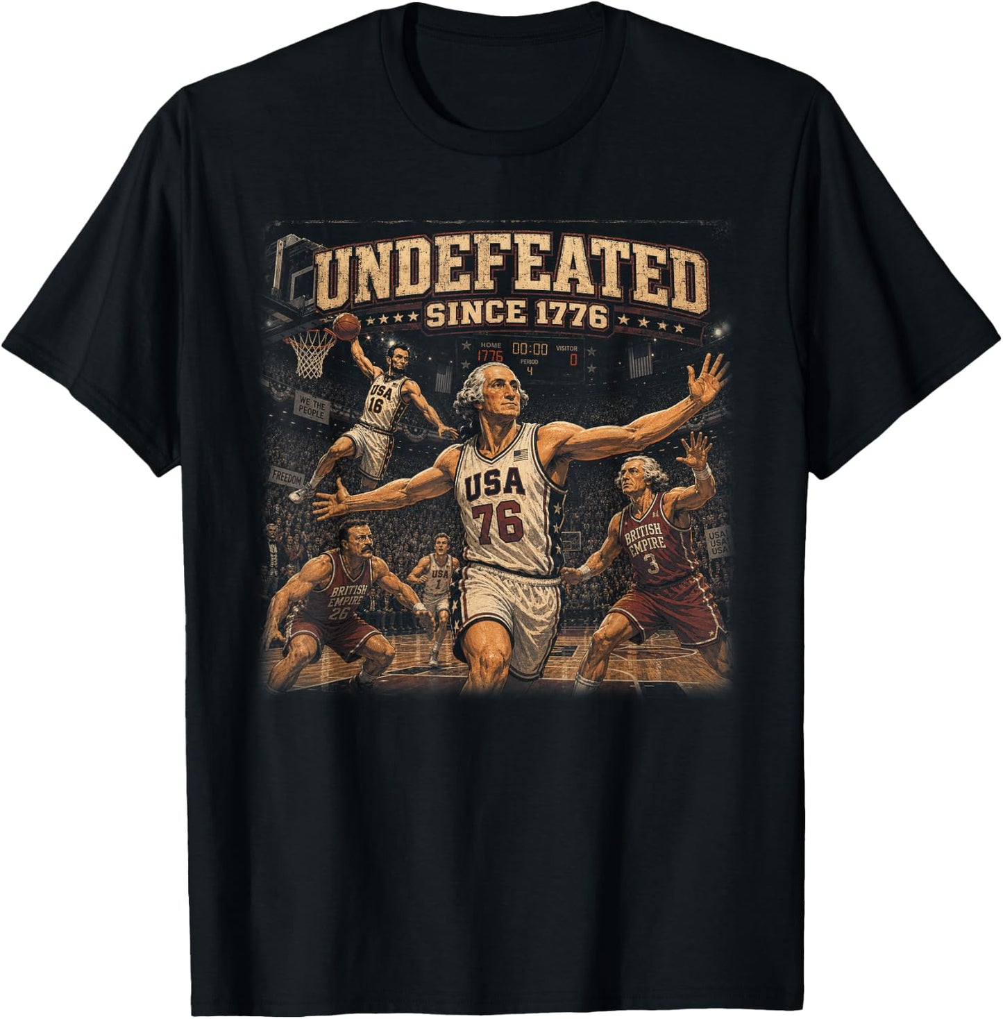 Undefeated Since 1776 George Washington Meme 4th of July T-Shirt - T-Shirt | Black