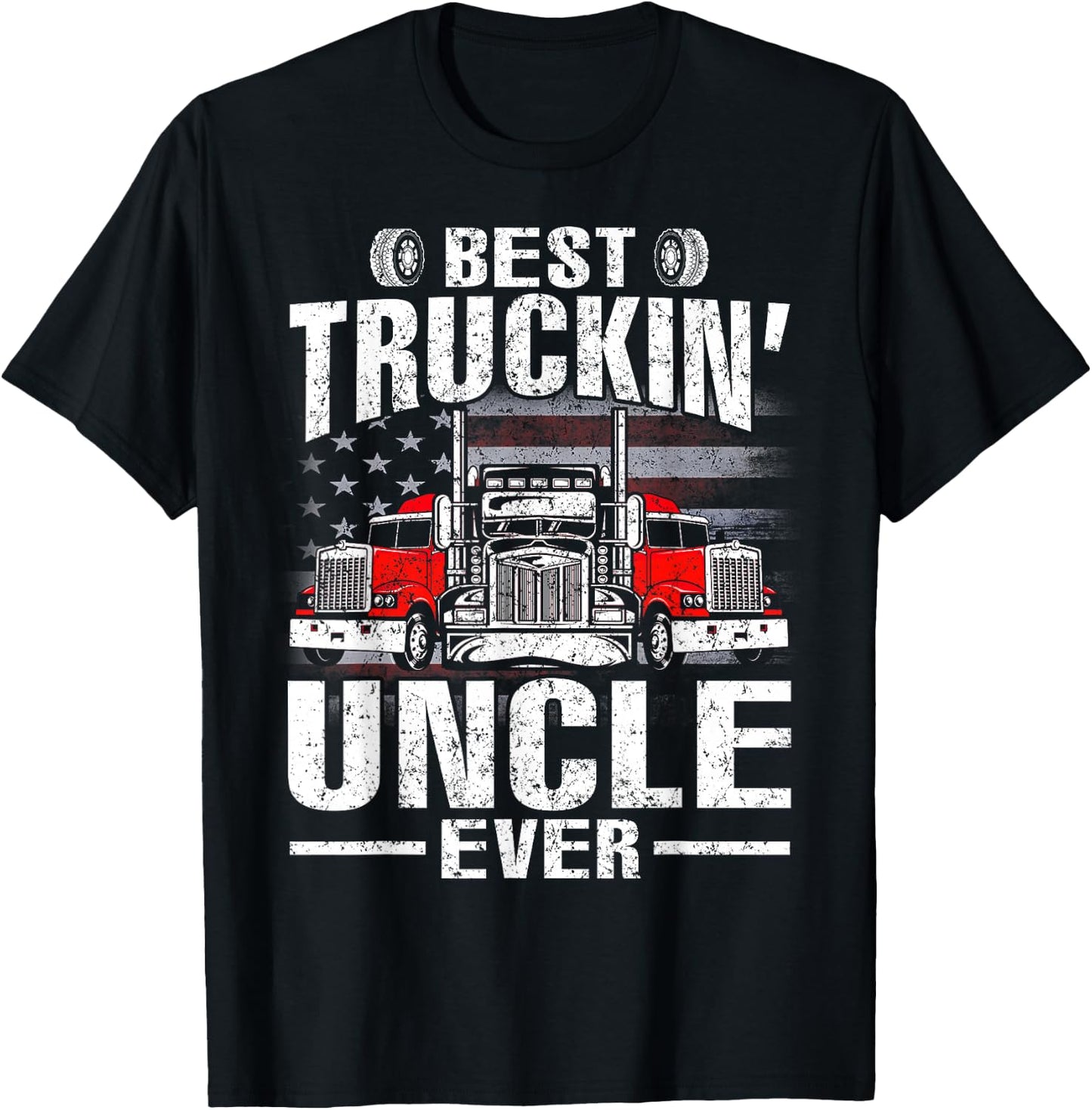 Best Truckin' Uncle Ever USA Flag Men T-Shirt - T-Shirt | Black