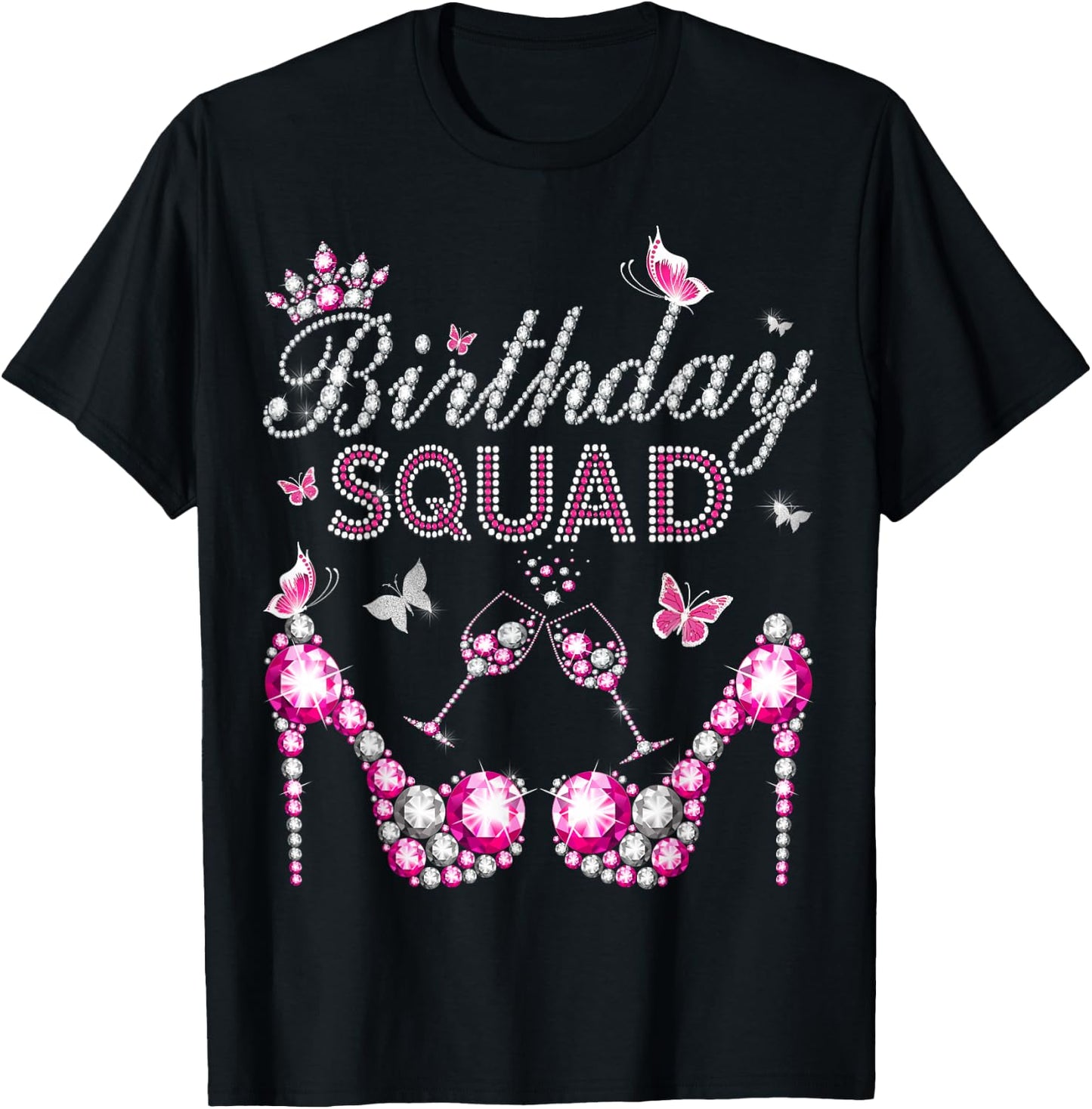 Entourage Birthday Squad Girls' Crown Heels (NO Stones) T-Shirt - T-Shirt | Black