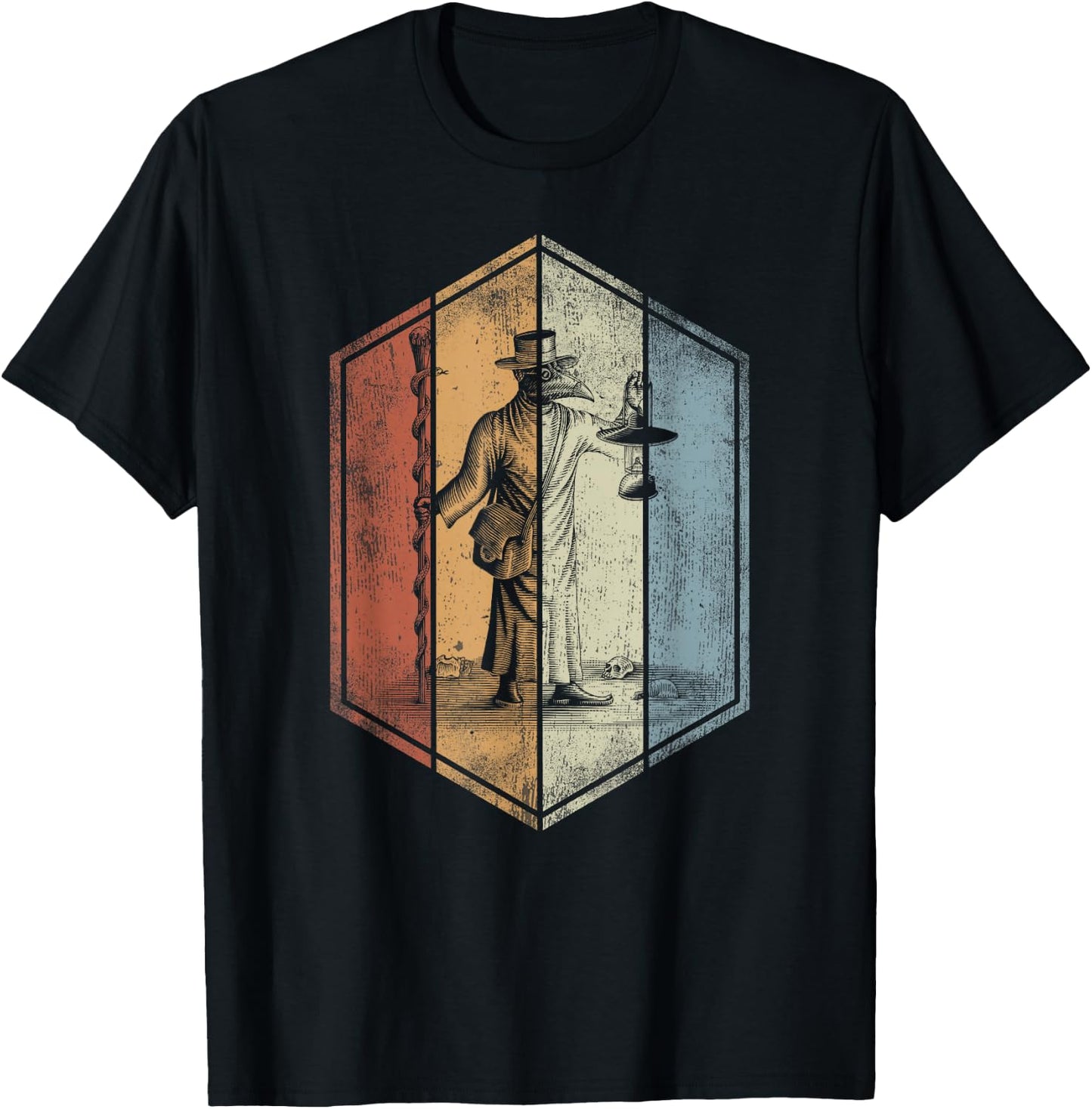 Plague Doctor Retro Vintage Style T-Shirt - T-Shirt | Black