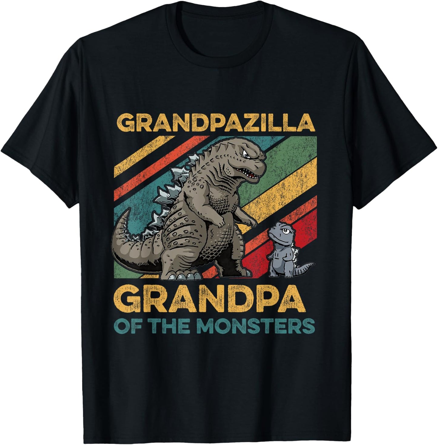 Grandpazilla Grandpa Of Monsters Halloween Christmas Family T-Shirt - T-Shirt | Black