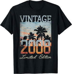 Vintage 2008 Limited Edition 17th Birthday 17 Year Old Gifts T-Shirt - T-Shirt | Black