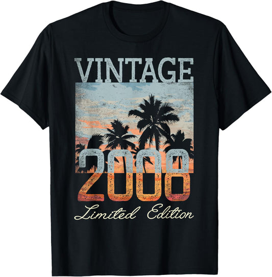 Vintage 2008 Limited Edition 17th Birthday 17 Year Old Gifts T-Shirt - T-Shirt | Black