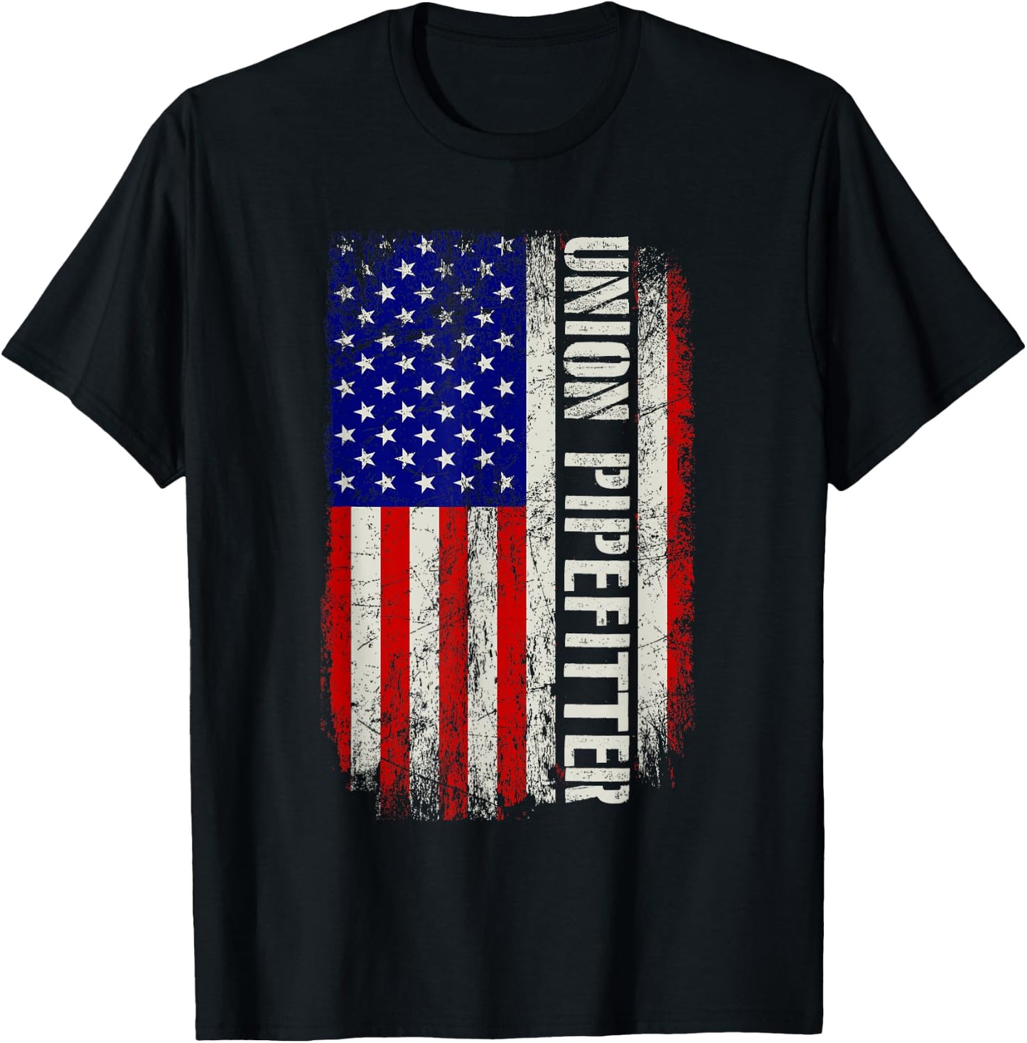 Union Pipefitter - Plumber Plumbing USA Flag Pipe Fitter T-Shirt - T-Shirt | Black