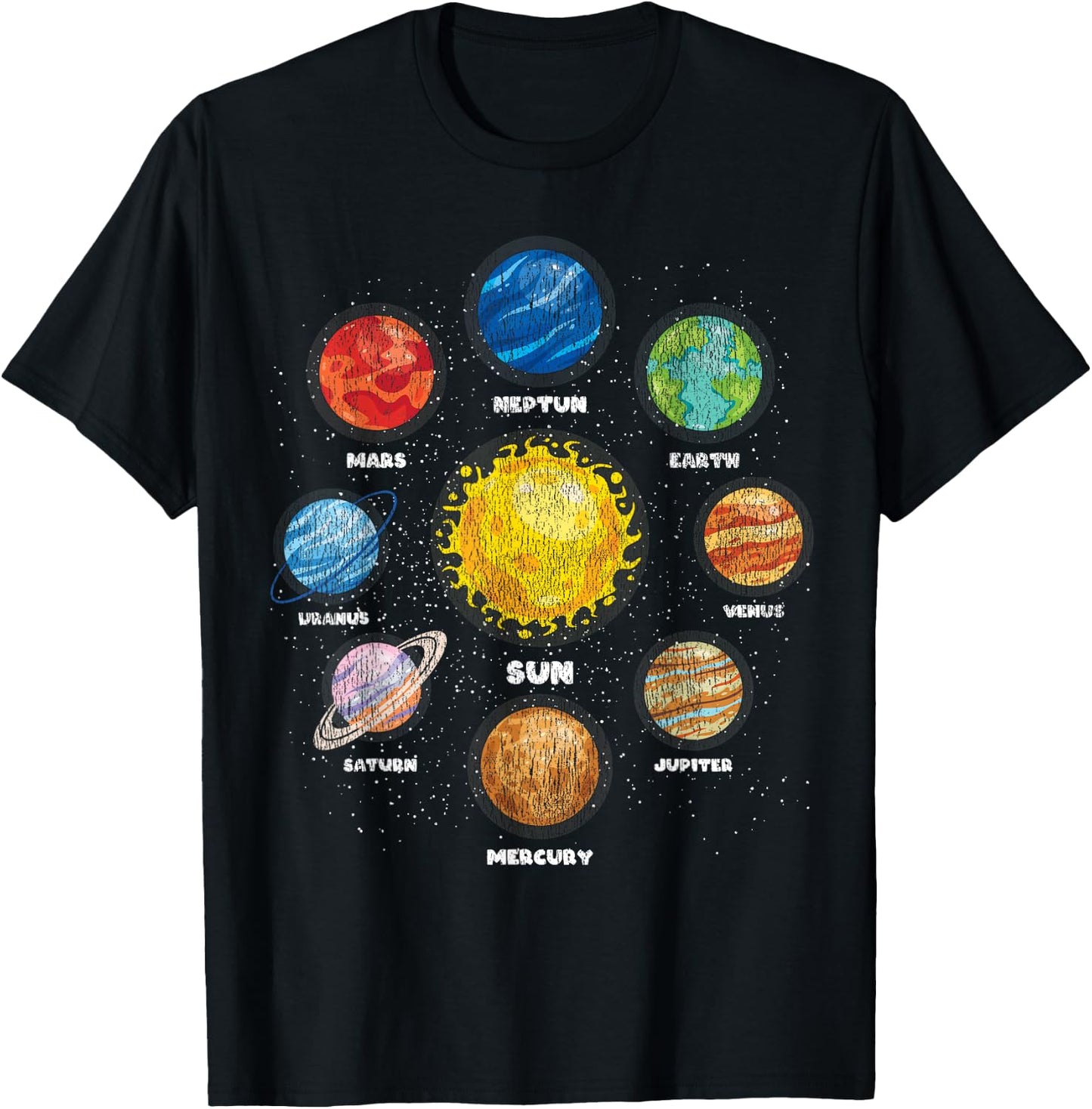 Space Travel Astronaut Planets Sun Astronomy Kids Space T-Shirt - T-Shirt | Black
