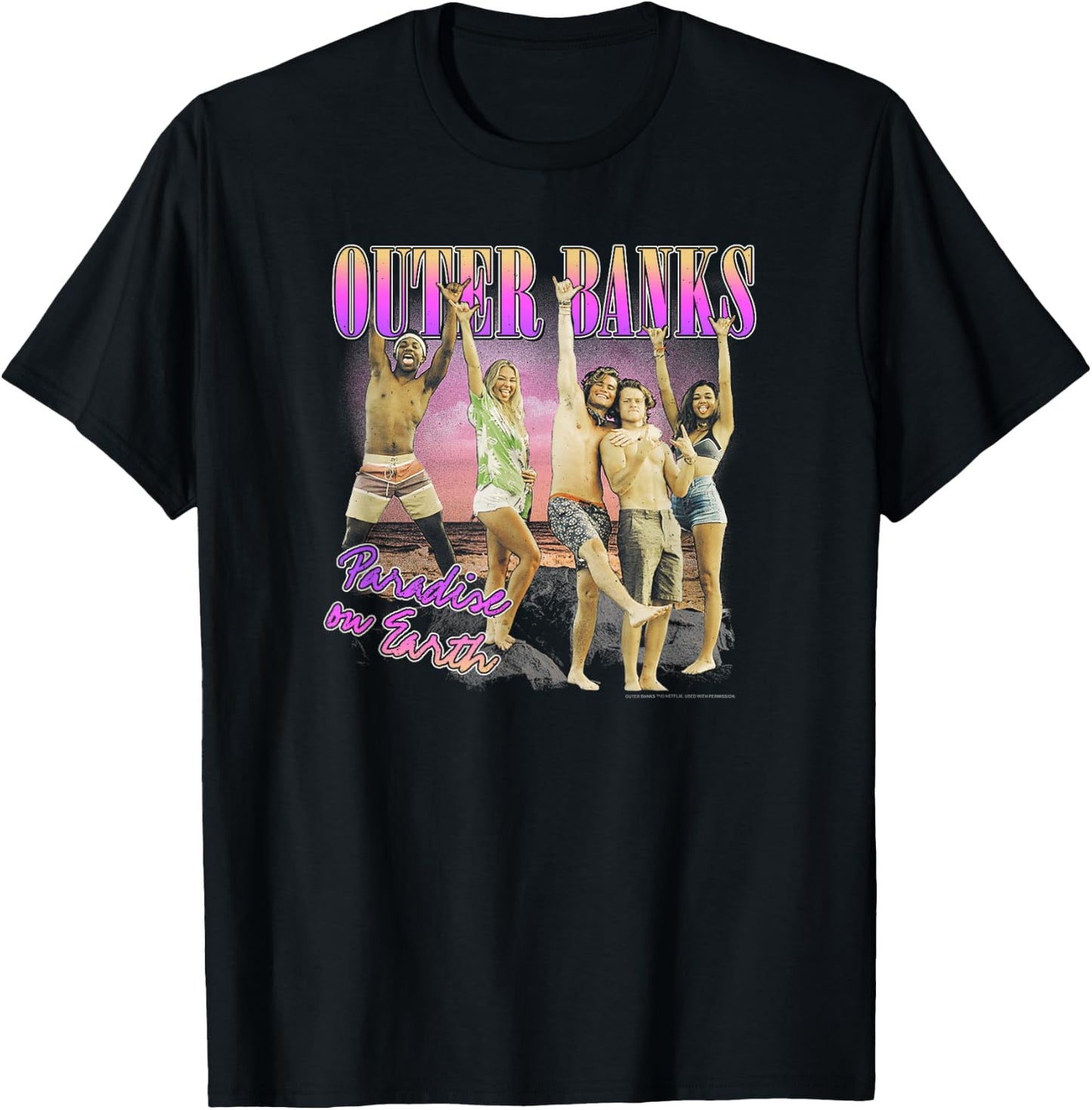 Outer Banks Group Shot Paradise On Earth T-Shirt - T-Shirt | Black