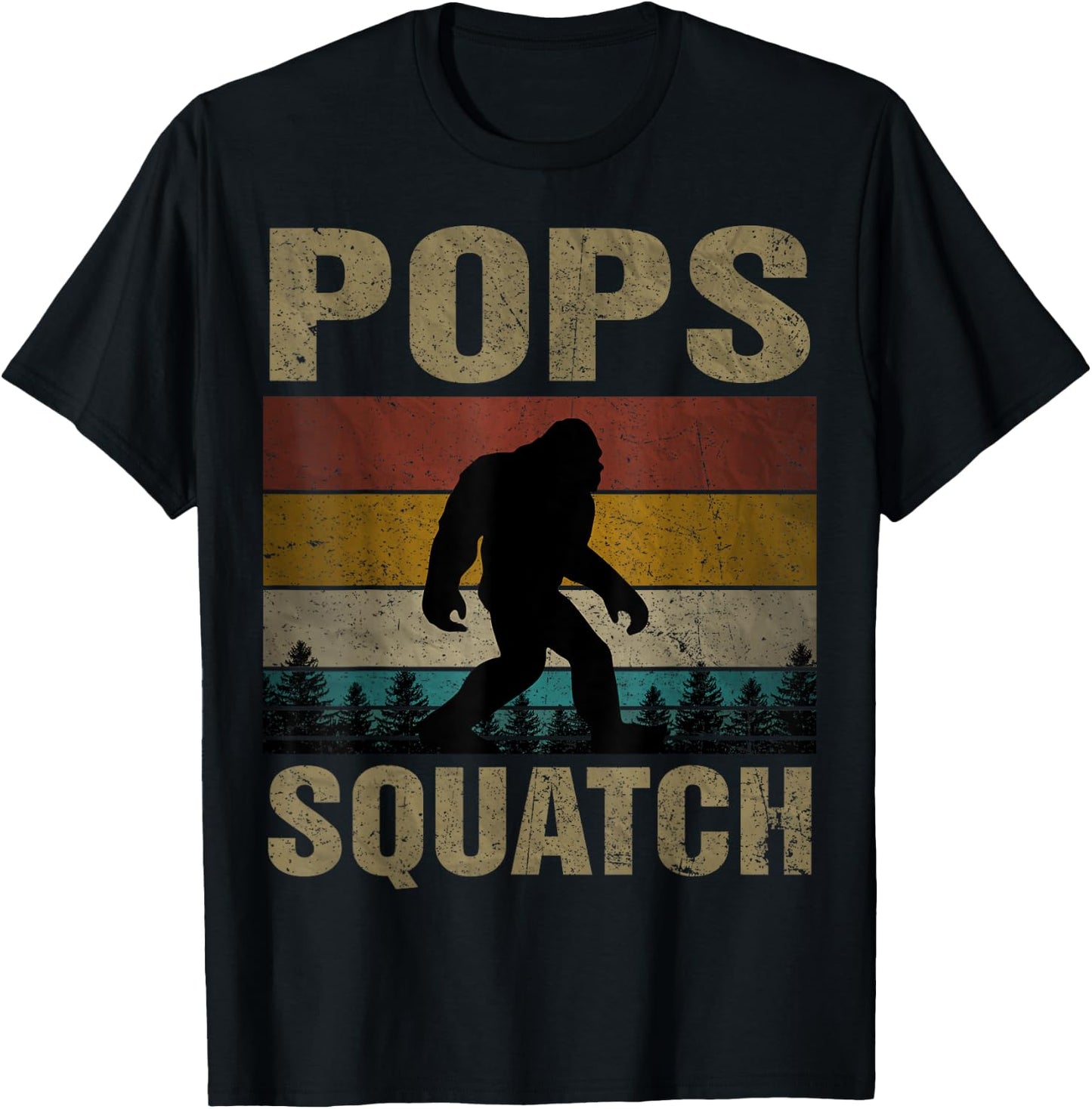 Pops Squatch Bigfoot Pops Sasquatch Yeti Family Matching T-Shirt - T-Shirt | Black