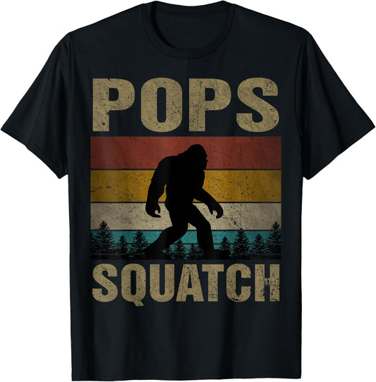 Pops Squatch Bigfoot Pops Sasquatch Yeti Family Matching T-Shirt - T-Shirt | Black