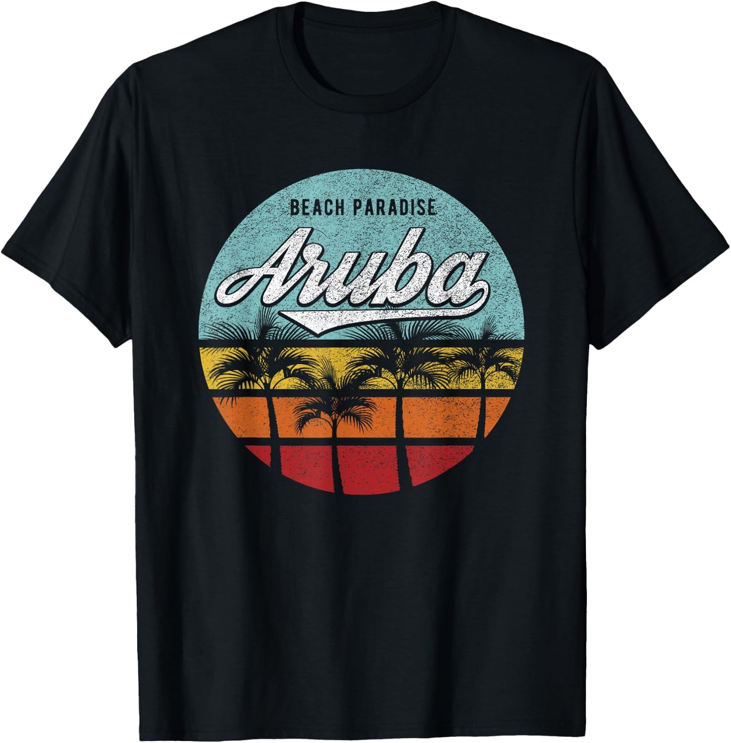 Aruba I Caribbean Retro Beach Vacation Cruise Travel T-Shirt - T-Shirt | Black