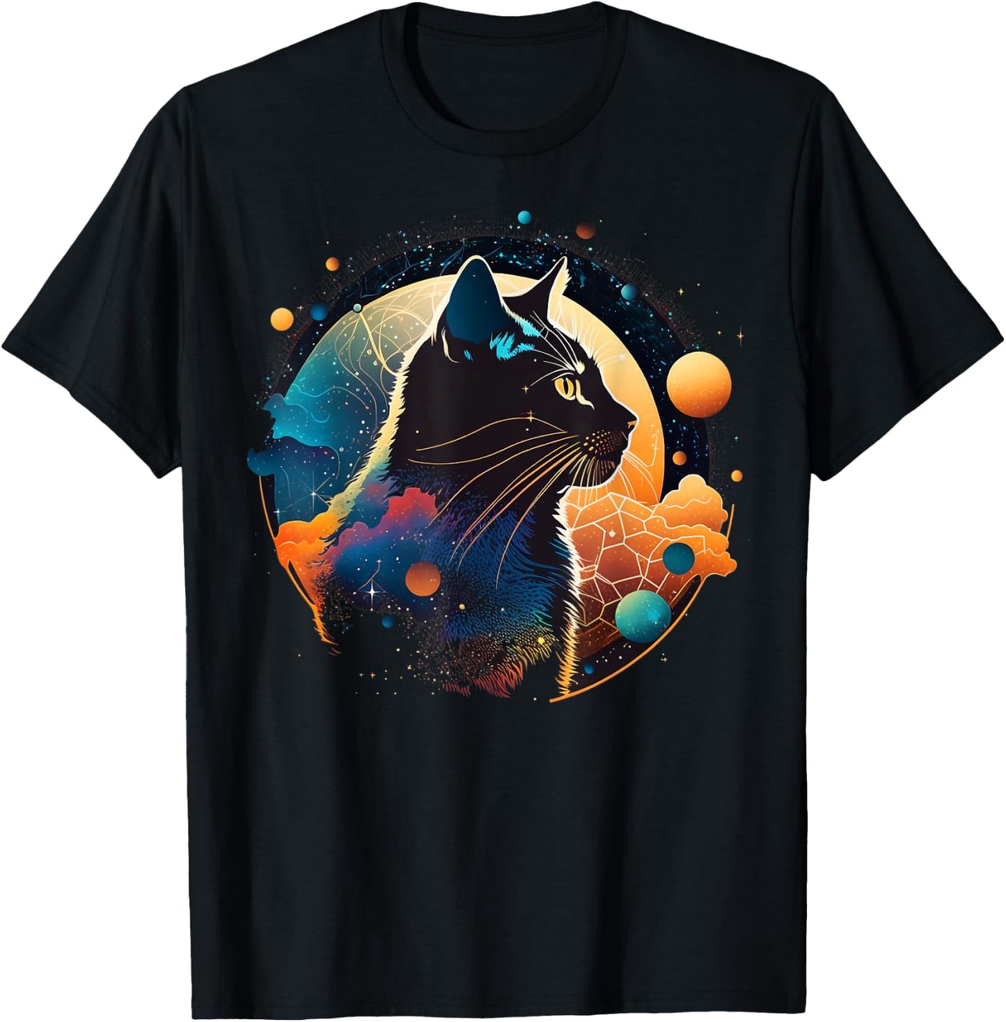 Astronaut Outer Space Kitty on Galaxy Cat Lover Women Kids T-Shirt - T-Shirt | Black