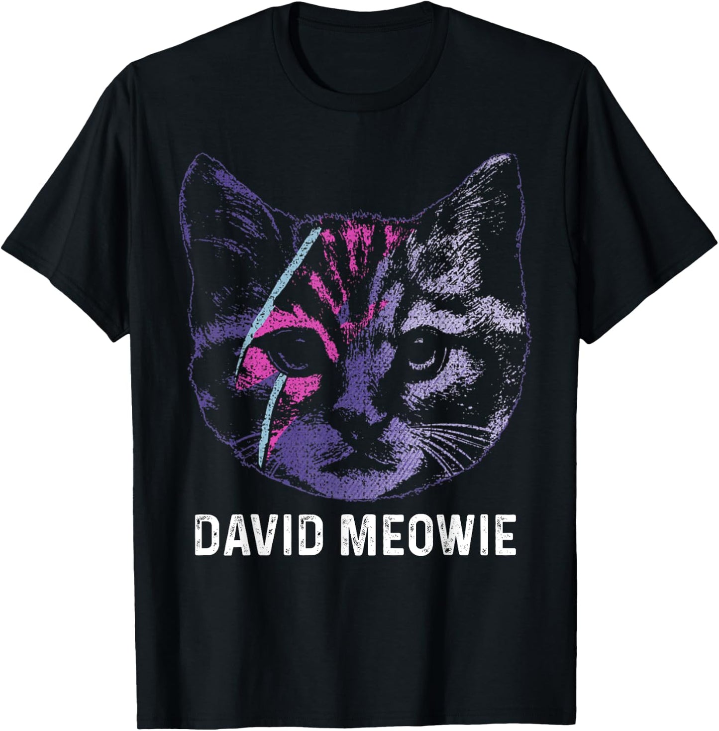 David Meowie Funny Cat Cat Lover T-Shirt - T-Shirt | Black
