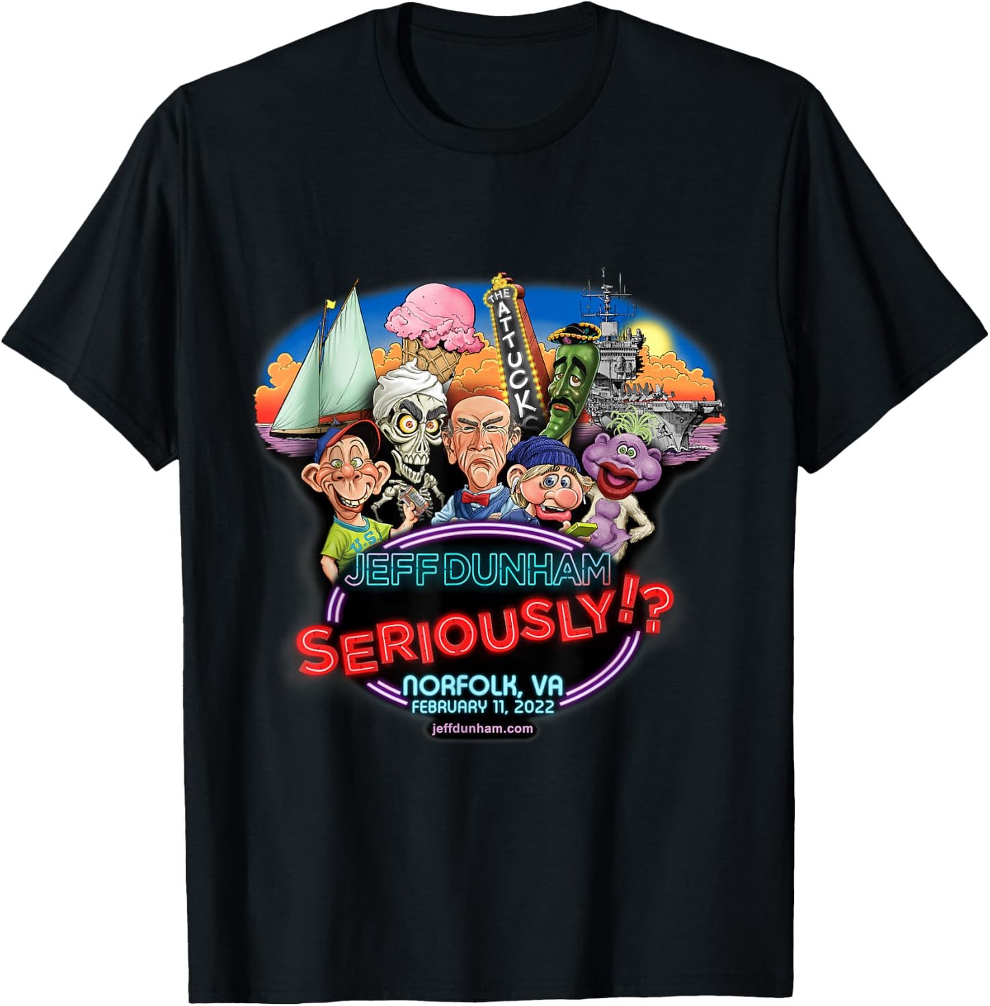 Jeff Dunham Norfolk, VA T-Shirt - T-Shirt | Black