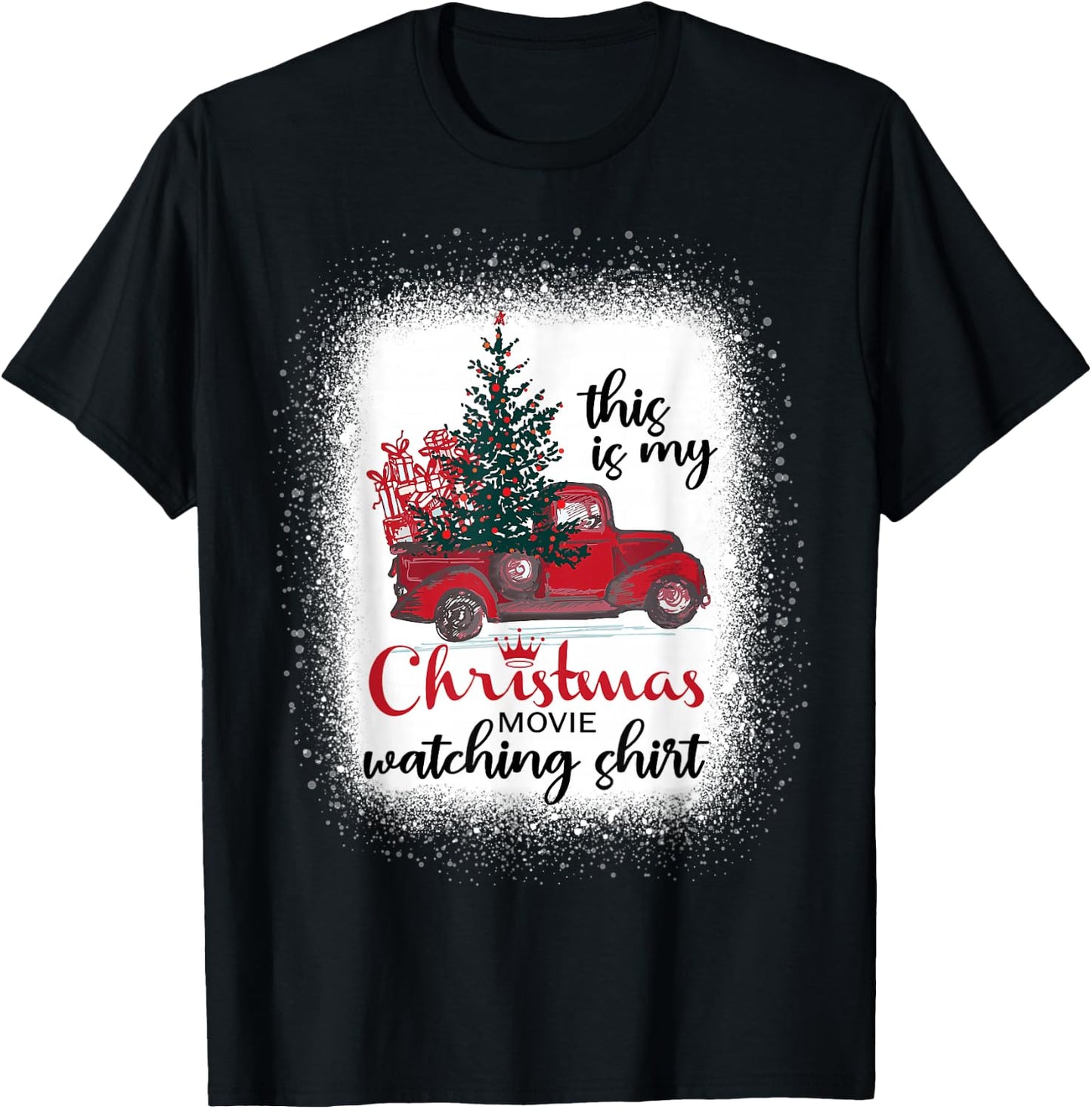 This Is My Christmas Movie Watching Shirt Vintage Red Truck T-Shirt - T-Shirt | Black