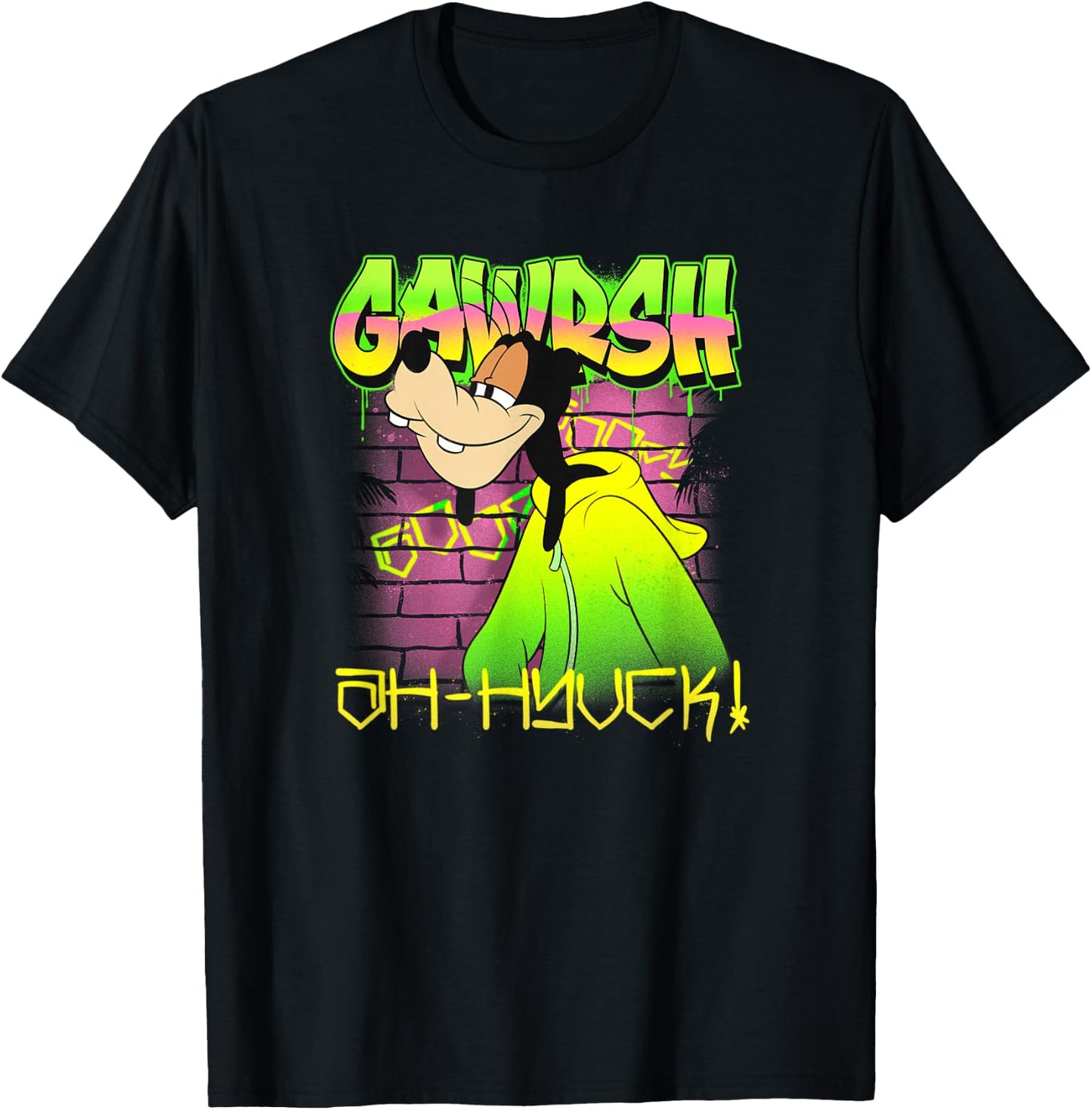 Disney Mickey and Friends Gawrsh Ah-Hyuck! Graffiti T-Shirt - T-Shirt | Black