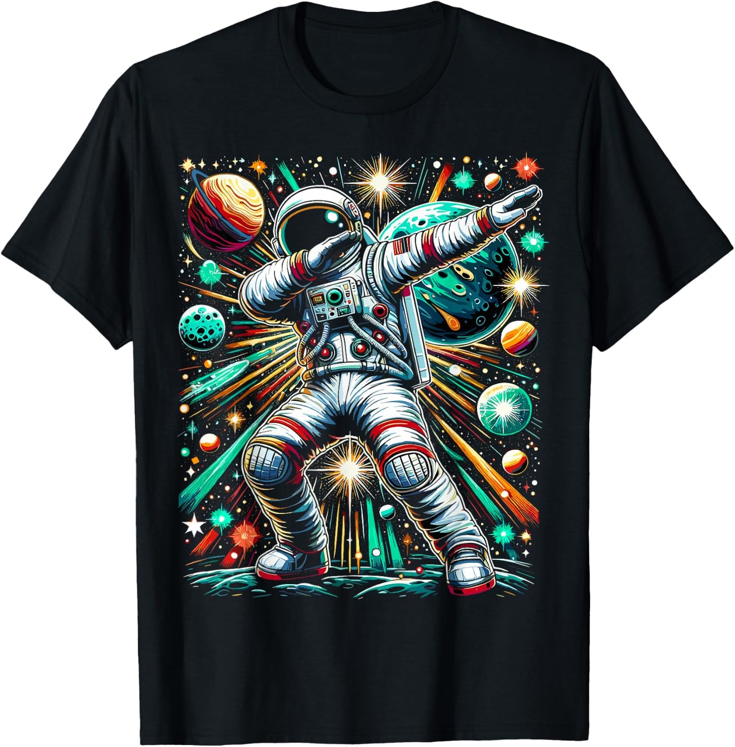 Astronaut Dabbing Space Galaxy T-Shirt - T-Shirt | Black