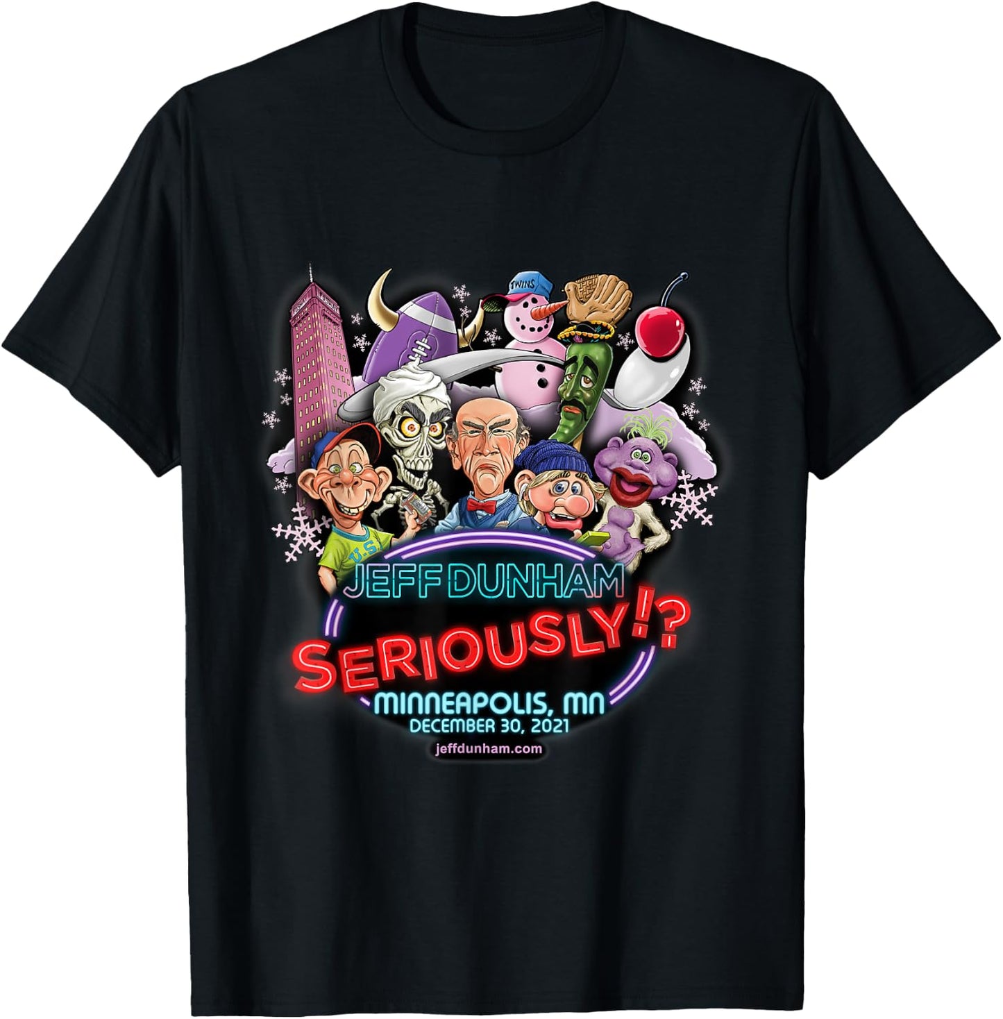 Jeff Dunham Minneapolis, MN T-Shirt - T-Shirt | Black