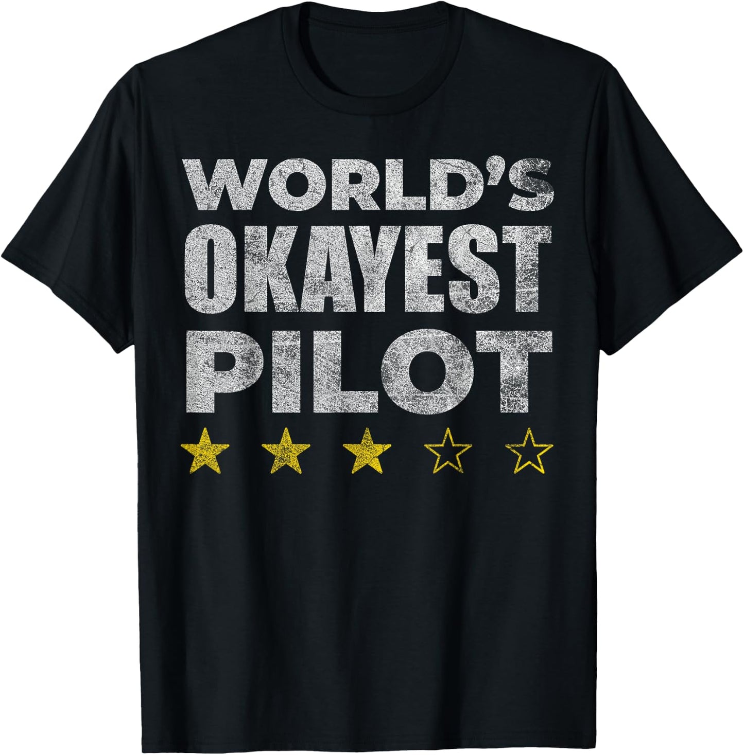 Funny Worlds Okayest Pilot - Vintage Style T-Shirt - T-Shirt | Black
