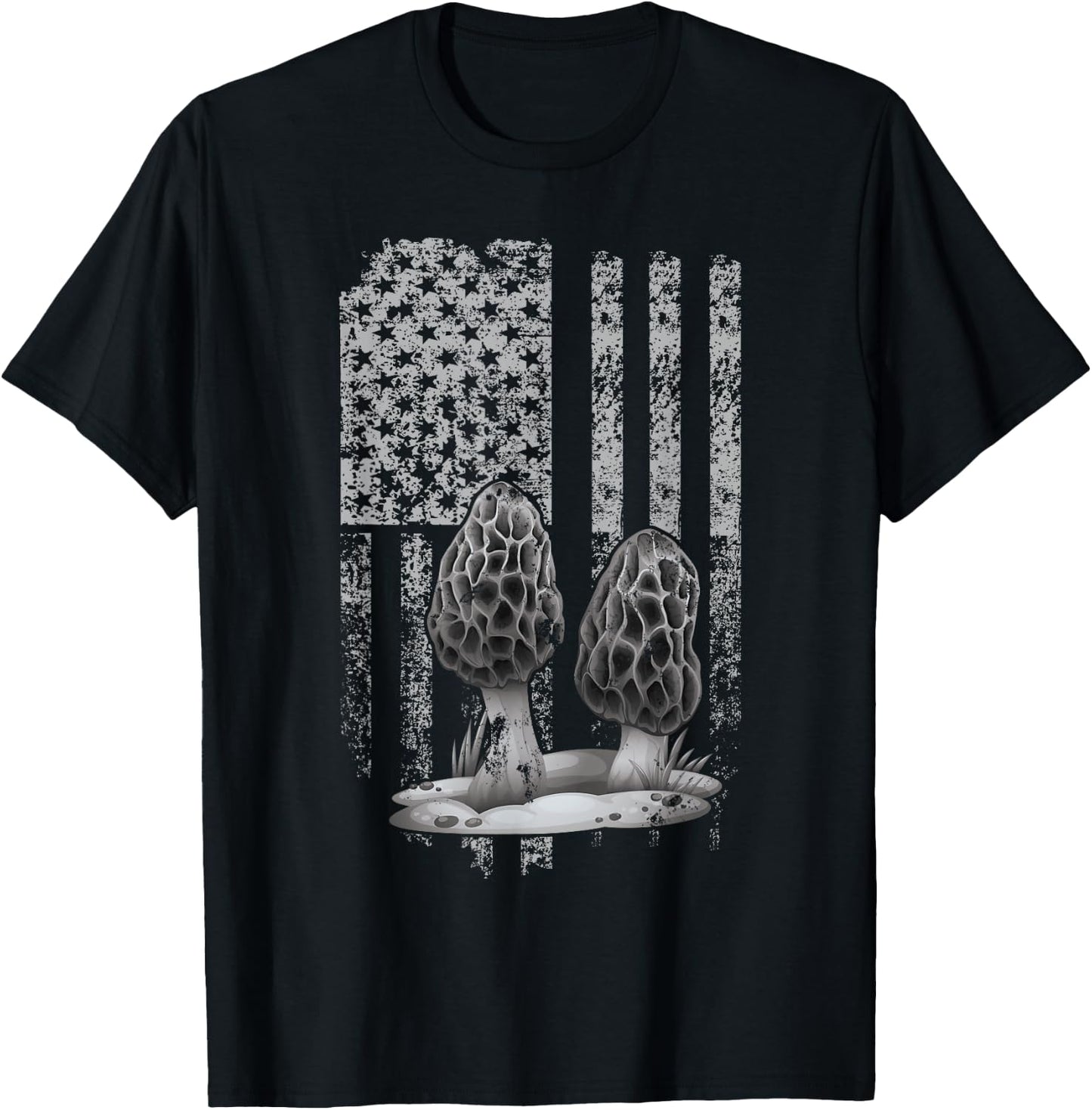 U.S.A. Flag Morel Mushroom Hunter T-Shirt - T-Shirt | Black
