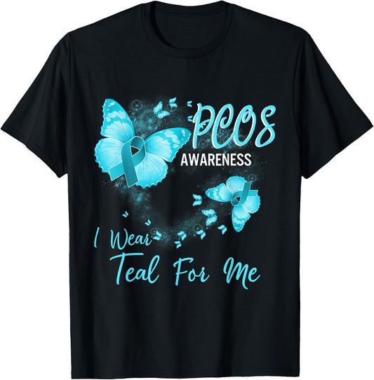 PCOS Awareness I Wear Teal For Me T-Shirt - T-Shirt | Black