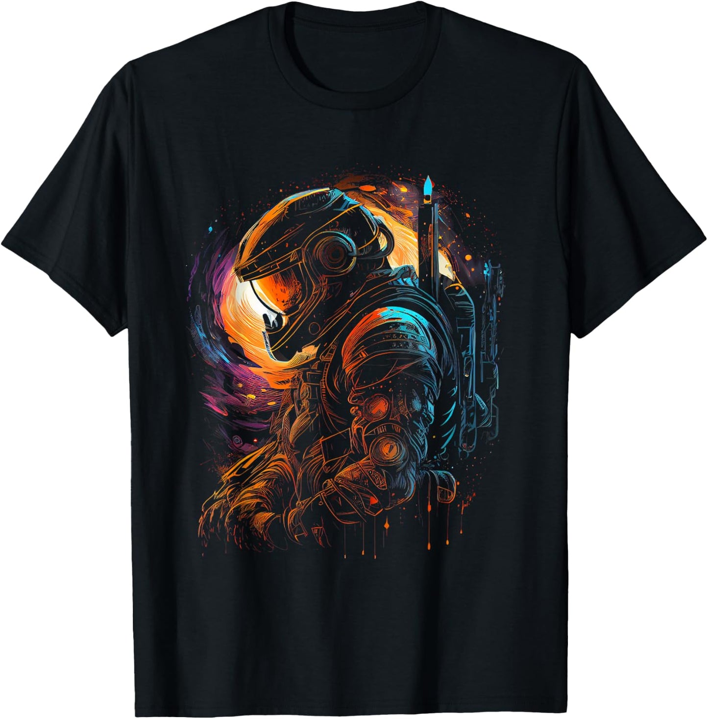 Astronaut Space Space Spaceship Planets Astronaut T-Shirt - T-Shirt | Black