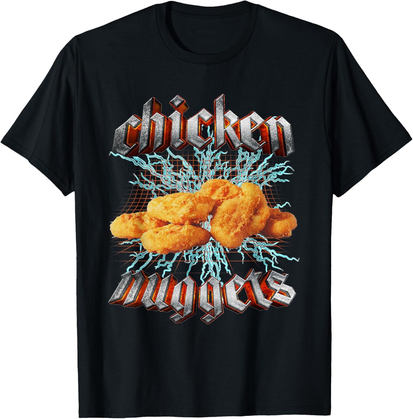Chicken Nuggets Heavy Metal World Tour Hardcore Music T-Shirt - T-Shirt | Black