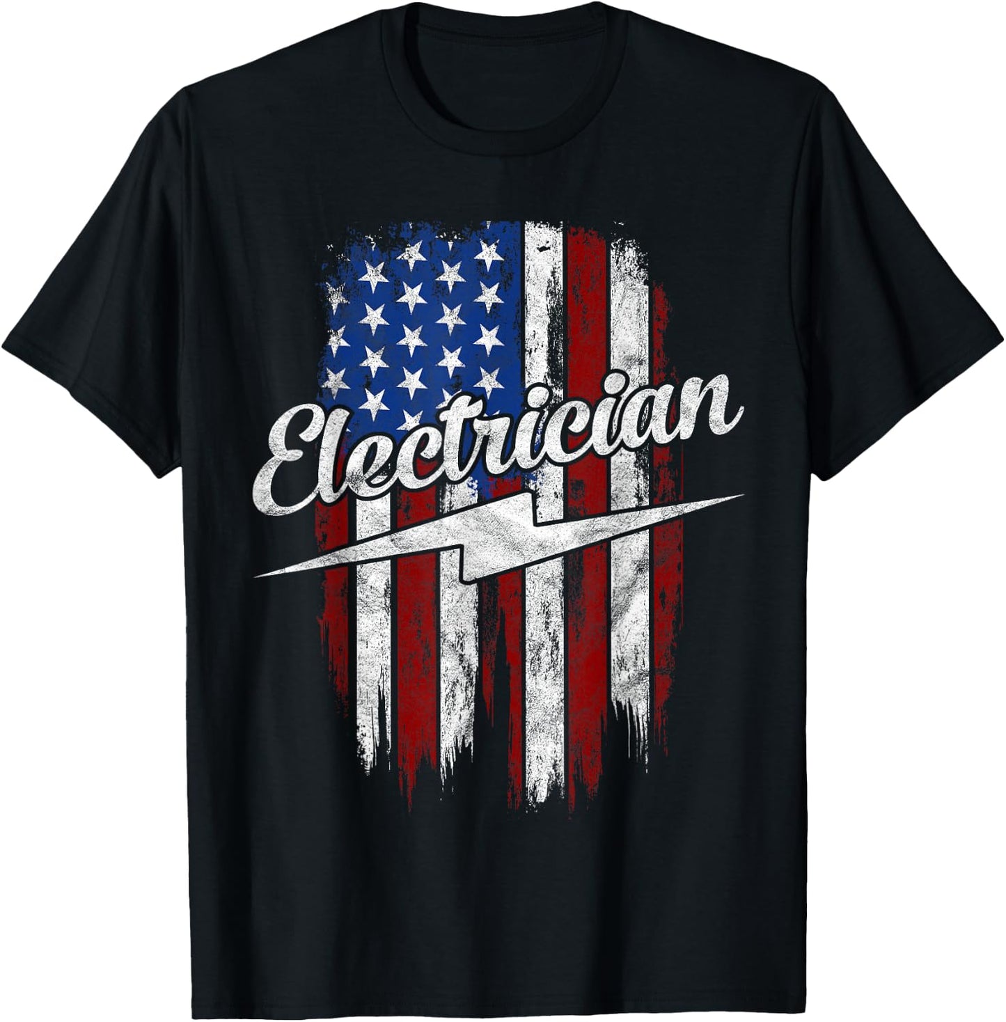 Electrician American Flag Electrical Gift Usa Patriot T-Shirt - T-Shirt | Black