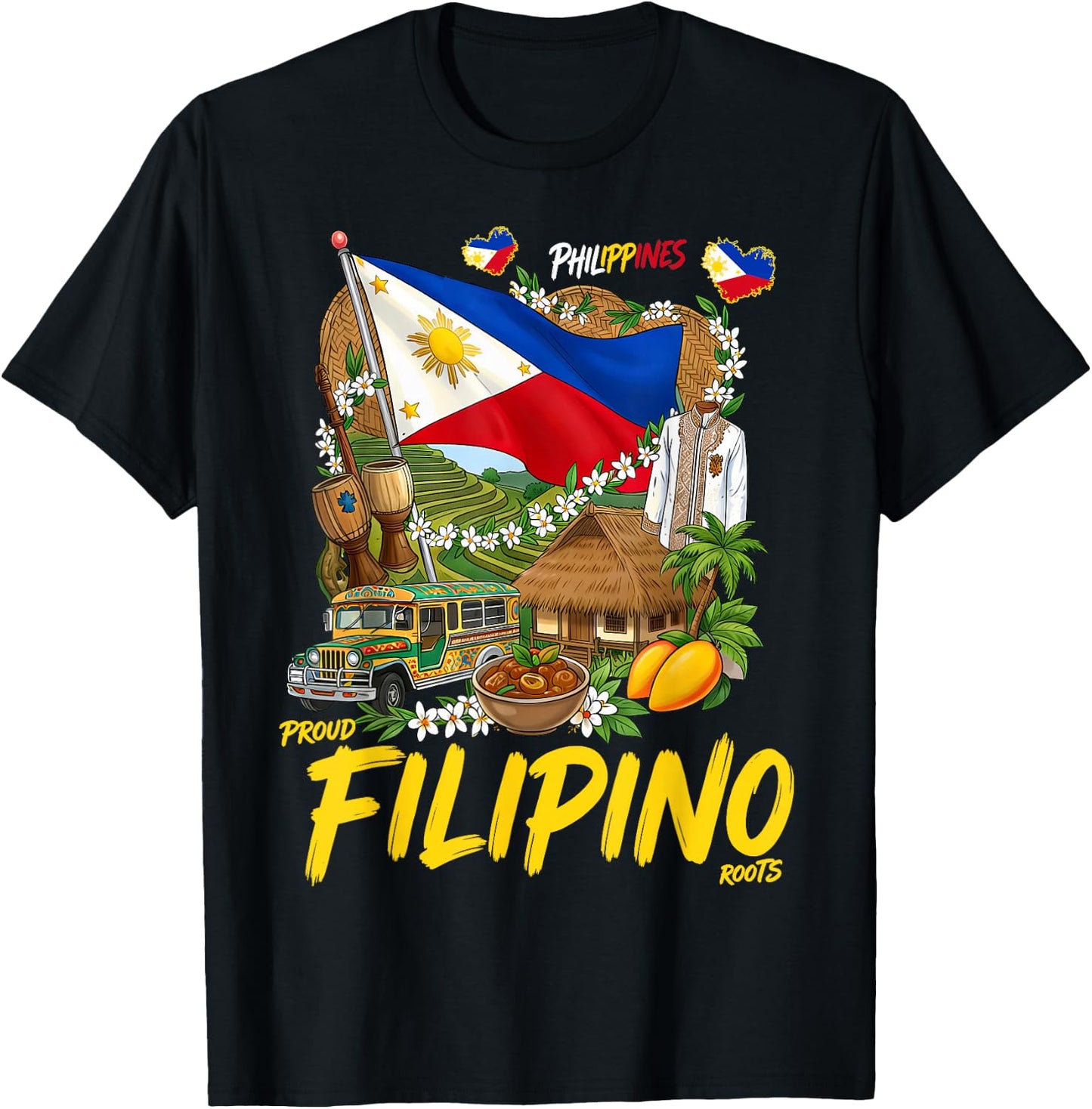 Filipino Roots Idea Filipiniana Philippines Themed T-Shirt - T-Shirt | Black