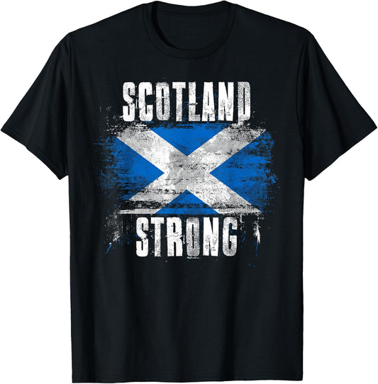Scotland Strong Distressed Flag - Scottish Pride T-Shirt - T-Shirt | Black